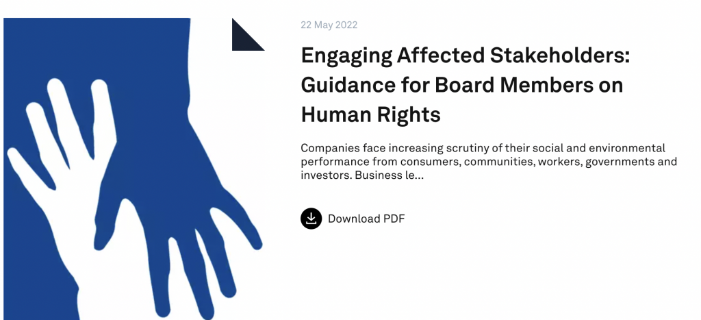 Engaging Affected Stakeholders: Guidance for Board Members on Human Rights